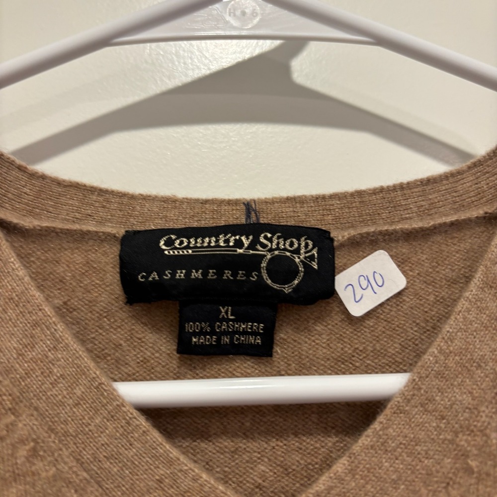 Country Shop Cashmeres Mens XL Camel Tan 100% Cashmere V-Neck Sweater Vest‎ - Picture 2 of 5